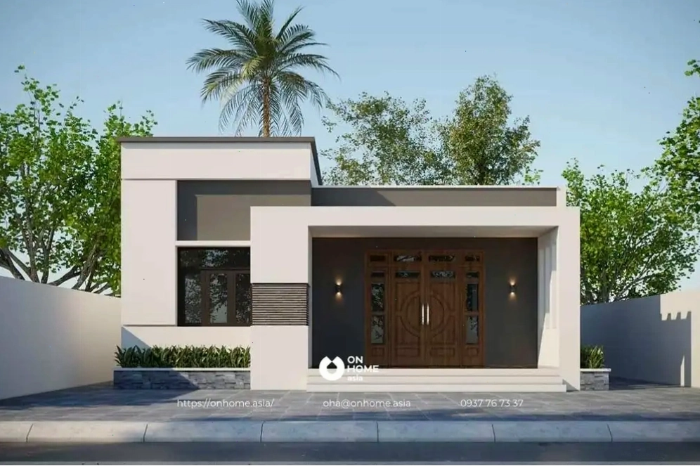 Thiết kế nhà cấp 4 mái bằng có gara liền kề