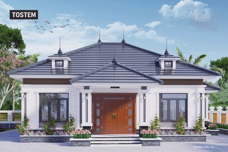 Thiết kế nhà cấp 4 mái Nhật 4 phòng ngủ hiện đại, thông thoáng