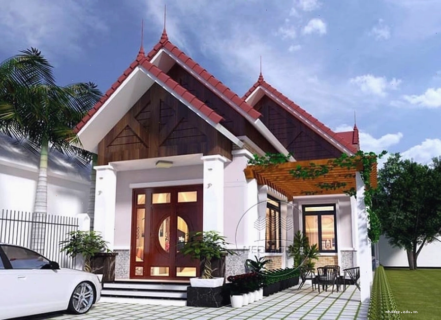 Thiết kế nhà cấp 4 mái thái chữ L hiện đại trẻ trung