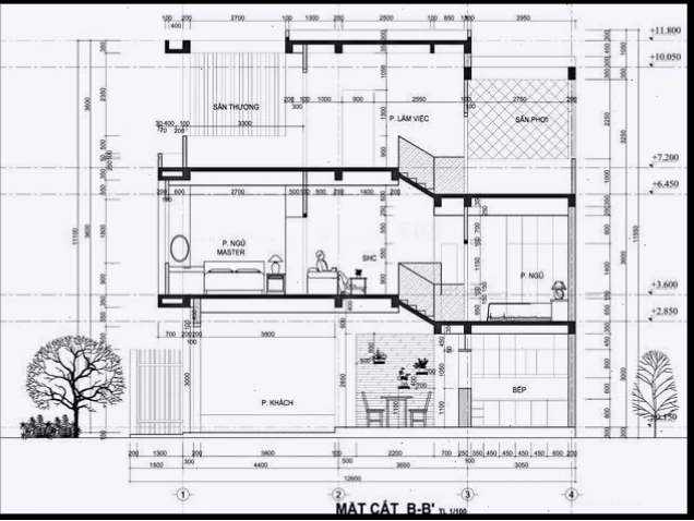 Thiết kế nhà lệch tầng đẹp với các khối nhà xếp chồng lên nhau tạo điểm nhấn độc đáo