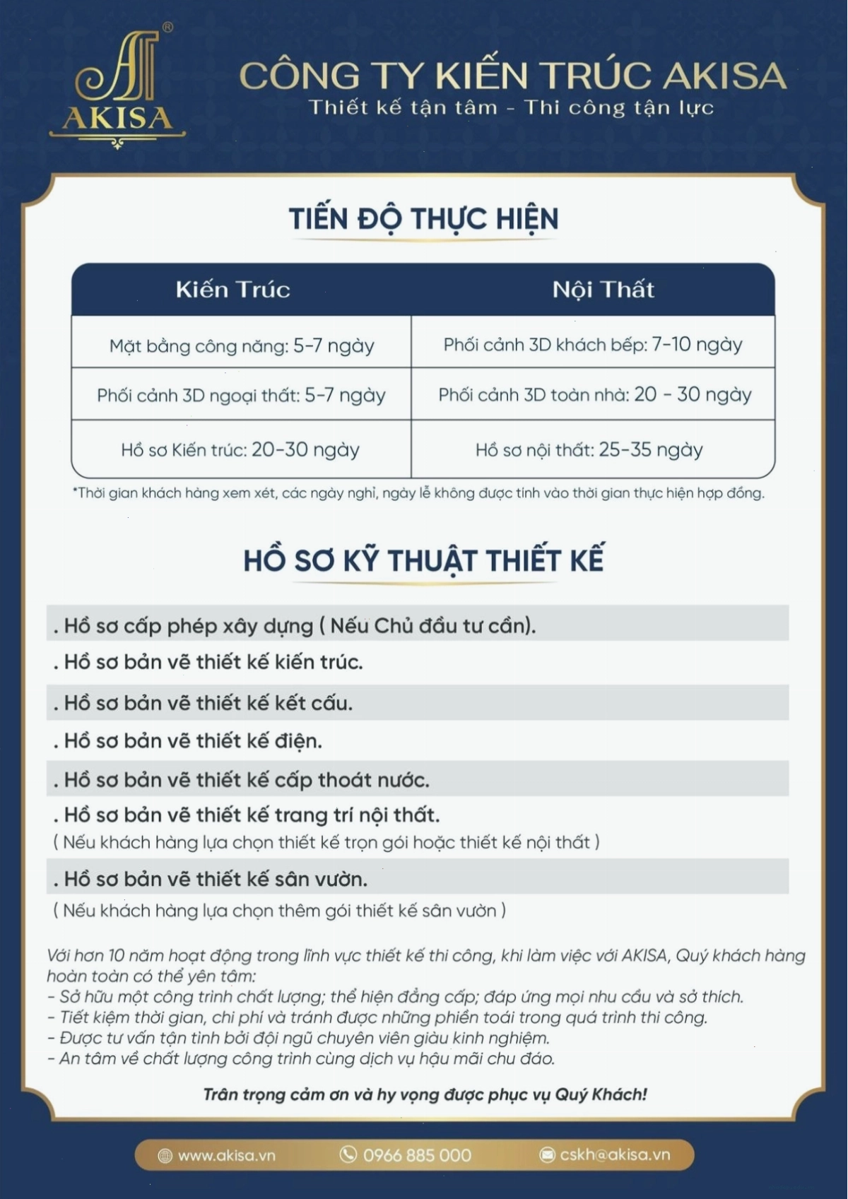 Tiến độ thực hiện các hạng mục thiết kế và thi công biệt thự