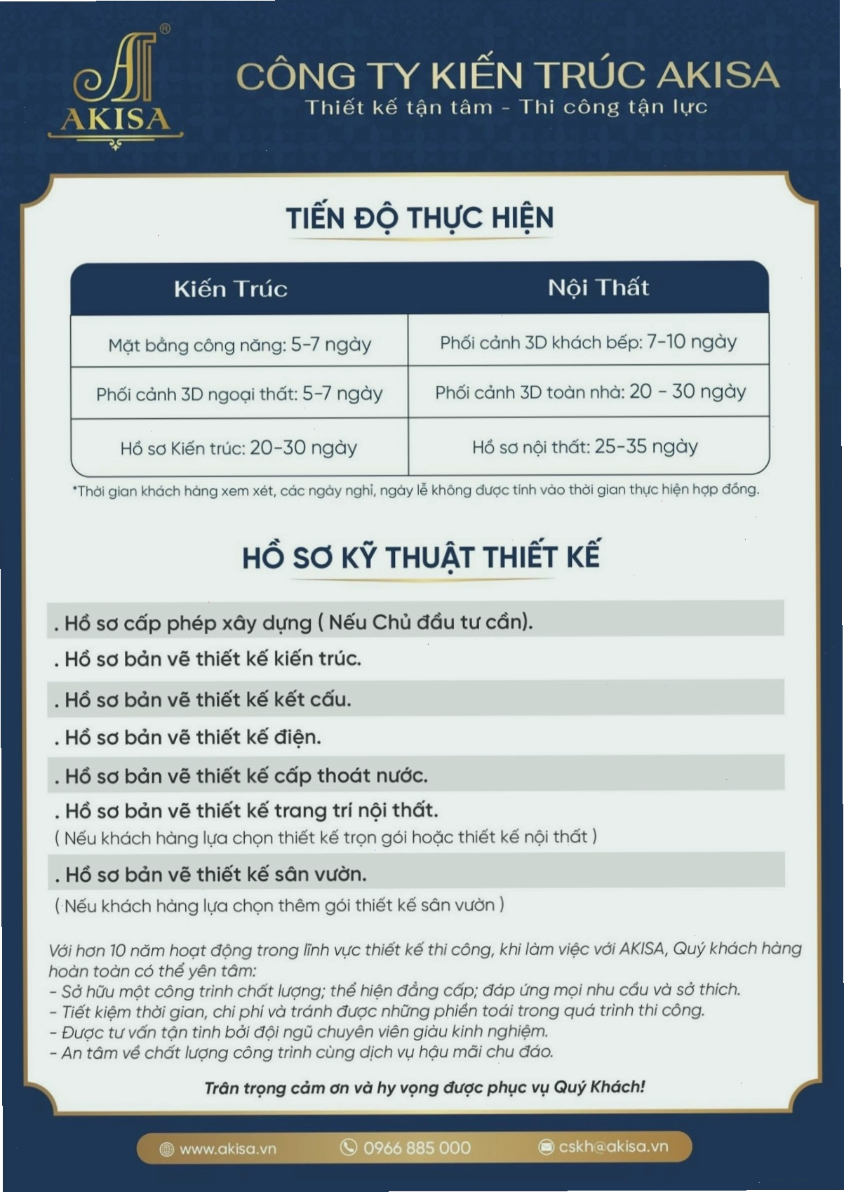 Tiến độ thực hiện hồ sơ thiết kế