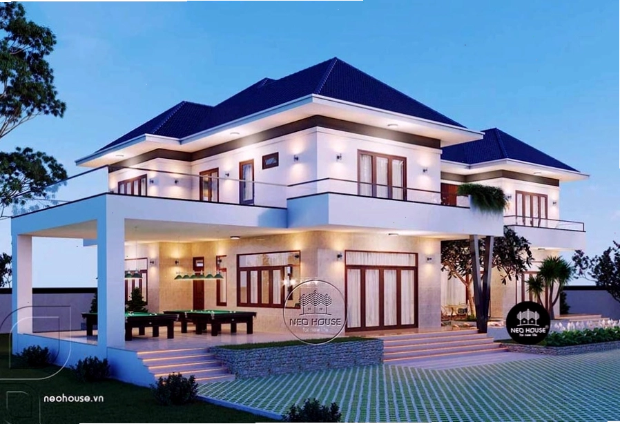 Tính thẩm mỹ cao của nhà ống 2 tầng mái Thái