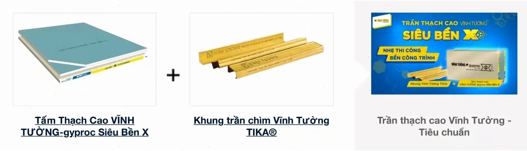 Trần thạch cao Vĩnh Tường SIÊU BỀN X cho nhà mái Nhật