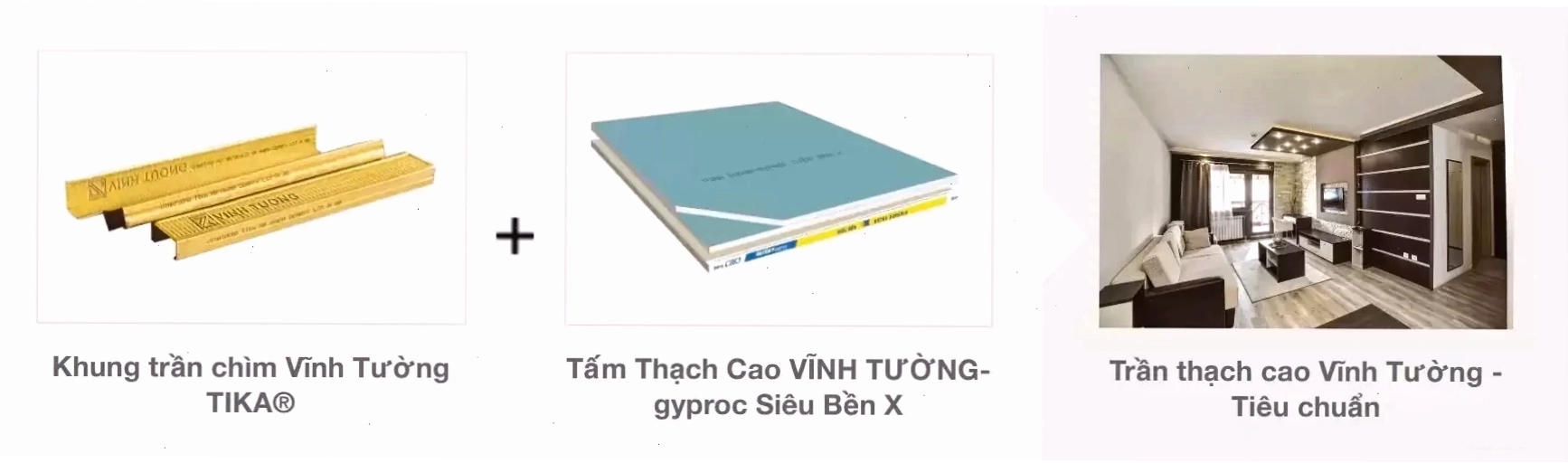 Trần thạch cao Vĩnh Tường Siêu Bền X cho nhà mái Nhật