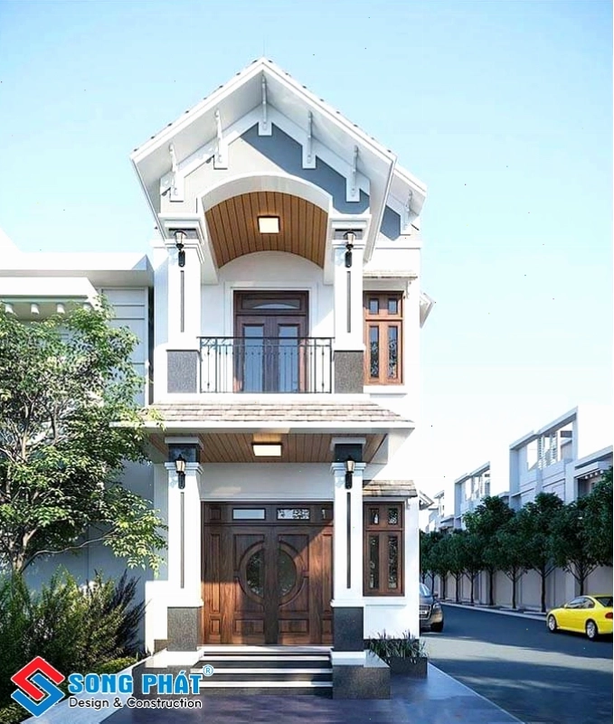Trang trí mặt tiền nhà mái thái với vật liệu gỗ tạo vẻ đẹp ấm áp