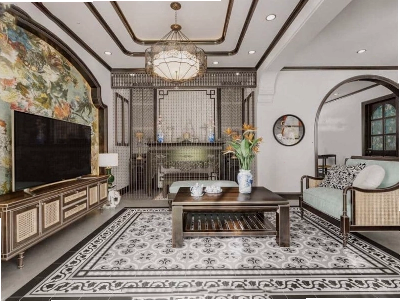 Trang trí vòm phòng khách đẹp kết nối phòng thờ