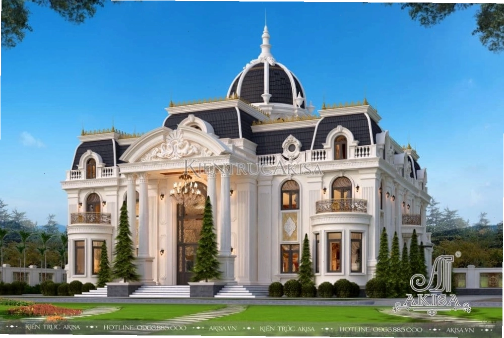 Vẻ đẹp bề thế của biệt thự 2 tầng tân cổ điển mái vòm