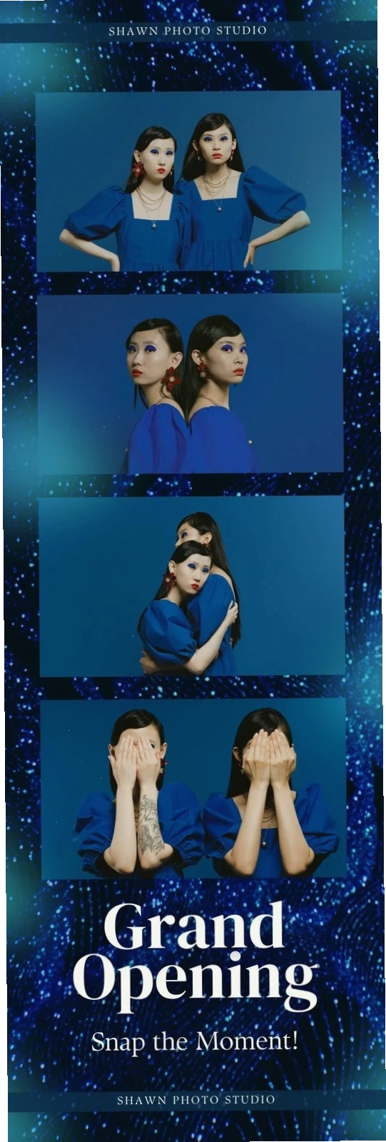 Dark Blue and White Elegant Festive Grand Opening Photo Studio Photostrip
