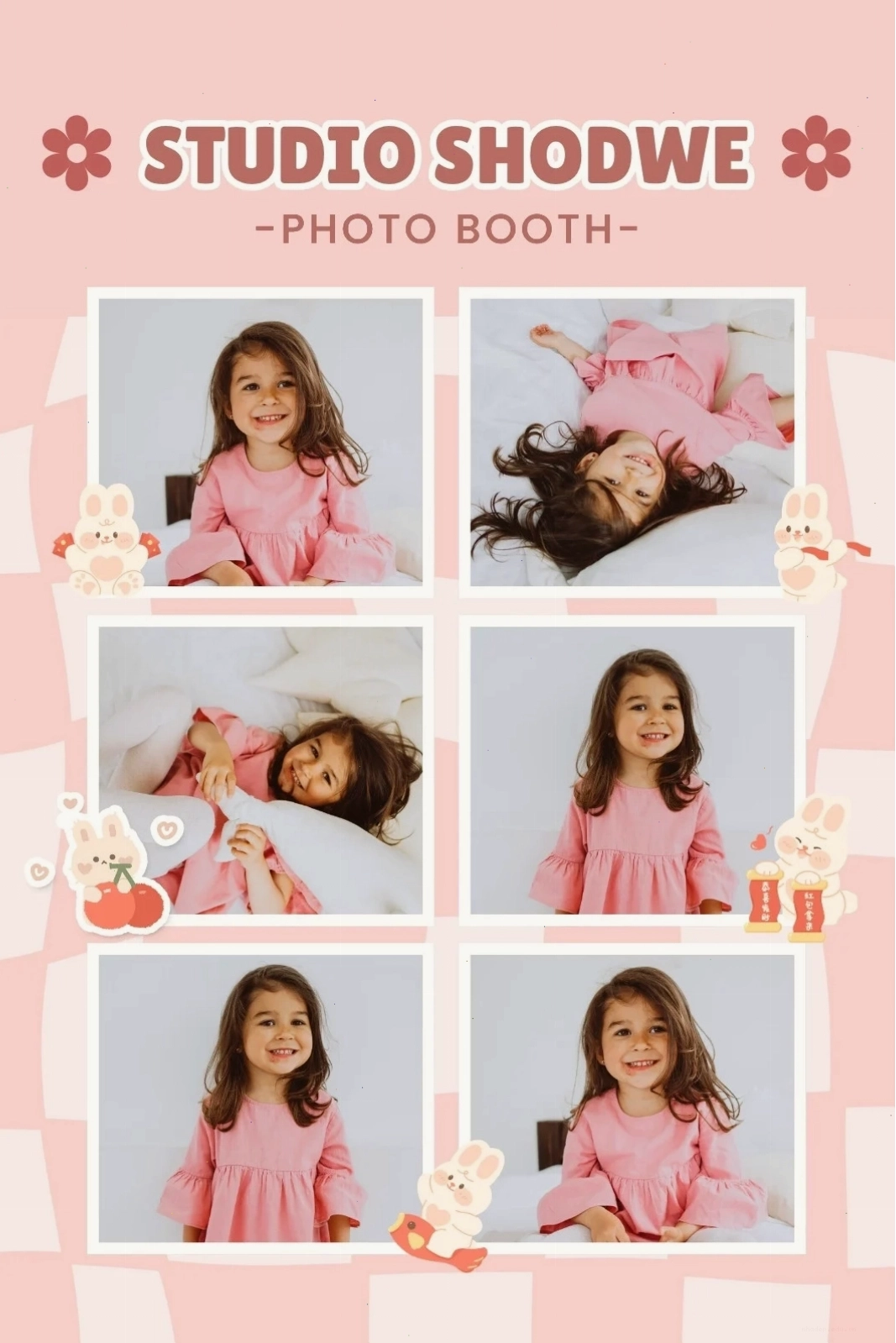 Pink and White Playful Children\