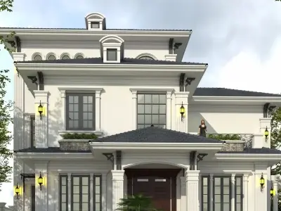 Mặt tiền biệt thự mái Mansard chạm đến chuẩn mực đỉnh cao