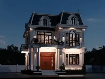 Nhà mái Mansard có tầng áp mái nâng tầm kiến trúc