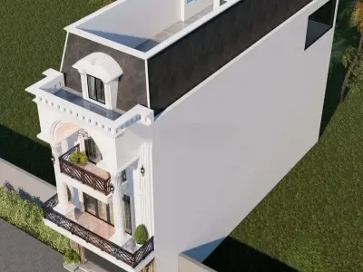 Nhà phố mái Mansard đẹp tinh xảo từng đường nét