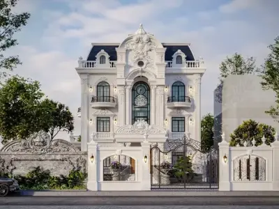 Phối cảnh nhà mái Mansard nổi bật phong cách Châu Âu