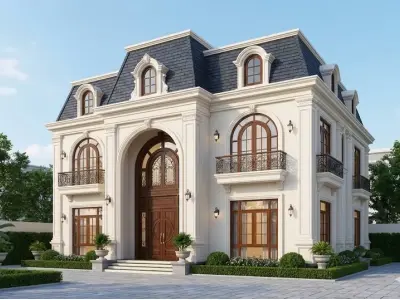 82+ mẫu nhà mái mansard 2 tầng chuẩn phong cách Pháp