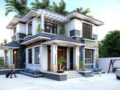 Khám phá mẫu nhà 2 tầng chữ L mái Nhật đẹp sang trọng 2026