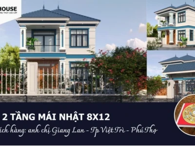 Mẫu nhà 2 tầng mái Nhật 8x12m hiện đại và sang trọng cho năm 2026