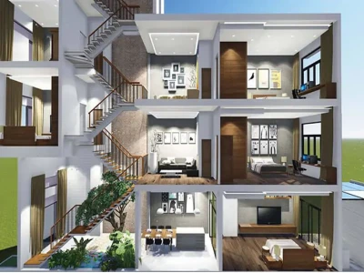 Nhà phố lệch tầng giải pháp tối ưu không gian sống hiện đại 2026